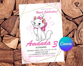 Aristocats Invitation Marie Invitation Aristocats Birthday Invitation Aristocats Party Aristocats Editable Invitation Digital Card