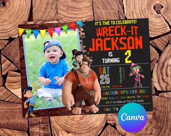 Wreck It Ralph Invitation Wreck It Ralph Birthday Invitation Wreck It Ralph Party Vanellope Invitation Wreck It Ralph Digital Card