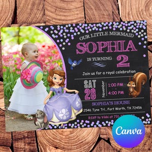 Sofia the First Invitation Princess Sofia Birthday Invitation Sofia Party Sofia Editable Invitation Digital Printable File