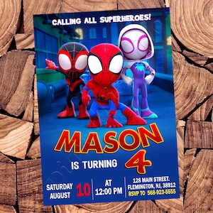 スパイダーマンと彼の素晴らしい友達の招待状 スパイダーマンの招待状 スパイダーマンの誕生日 スパイダーマンのパーティー スパイダーマンの招待 スパイダーマンの招待