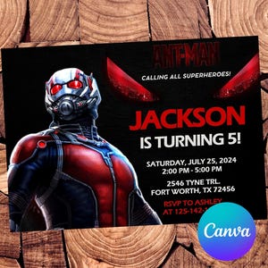 Ant-Man Invitation Ant-Man Birthday Invitation Ant-Man Party Ant-Man Editable Invitation Digital Printable File