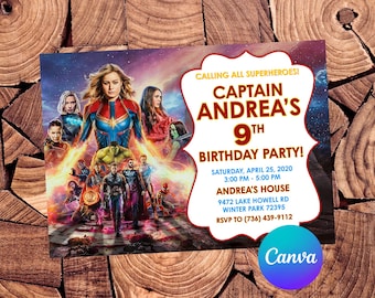 Captain Invitation Avengers Birthday Invitation Captain Party Avengers Editable Invitation Avengers Digital File