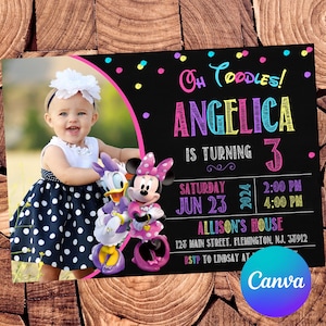 Minnie Mouse Invitation Daisy Duck Birthday Invitation Minnie Mouse Party Daisy Duck Editable Invitation