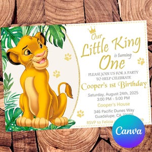 Lion King Invitation Lion King Birthday Invitation Lion King Party Lion King Editable Invitation Lion King Digital Printable File