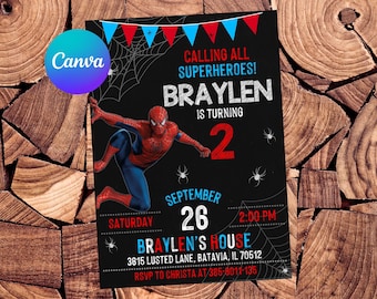 Spiderman Invitation Spiderman Birthday Invitation Spiderman Party Spiderman Invites Spiderman Editable Invitation