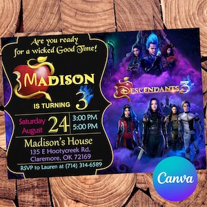 Descendants Invitation Descendants Birthday Invitation Descendants Party Descendants Editable Invitation Descendants Digital Printable File