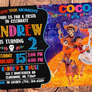 Coco uitnodiging Coco Fiesta uitnodiging Coco verjaardagsuitnodiging Coco Party Fiesta verjaardag Coco digitaal bestand Coco Card