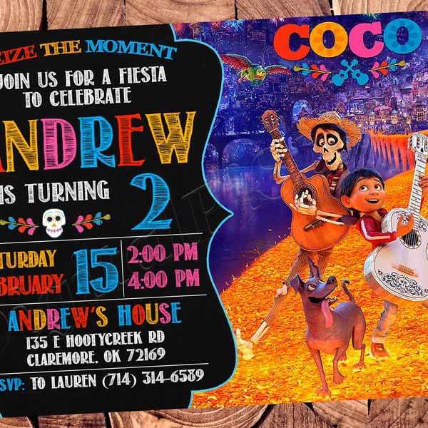 Coco Invitation Coco Fiesta Invitation Coco Birthday Invitation Coco Party Fiesta Birthday Coco Digital File Coco Card