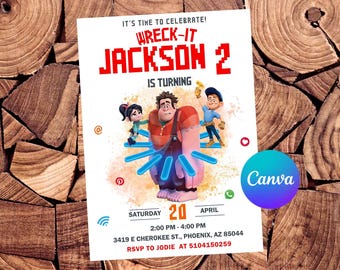 Wreck It Ralph Invitation Wreck It Ralph Birthday Invitation Wreck It Ralph Party Vanellope Invitation Wreck It Ralph Digital Card