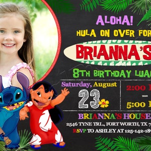 Lilo und Stitch-Einladung - Lilo Einladung Lilo und Stitch-Einladung Geburtstagseinladung Lilo und Stitch-Einladung Einladung Luau Party
