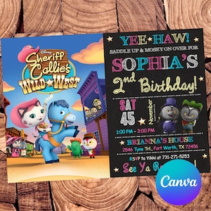 Invito per lo sceriffo Callie Invito per il compleanno dello sceriffo Callie Invito per la festa dello sceriffo Callie File digitale di invito modificabile dello sceriffo Callie