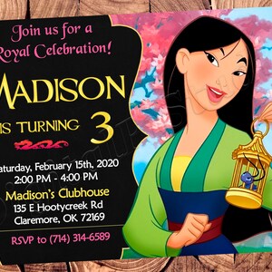 20x20cm Mulan Geburtstags-Einladung Mulan Party Mulan einladen Mulan lädt ein