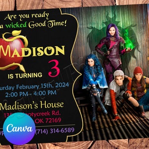 Descendants Invitation Descendants Birthday Invitation Descendants Party Descendants Editable Invitation Descendants Digital Printable File