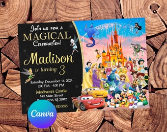 Castle Invitation Castle Birthday Invitation Castle Party Castle Invites Magic Kingdom Editable Invitation Digital Printable File