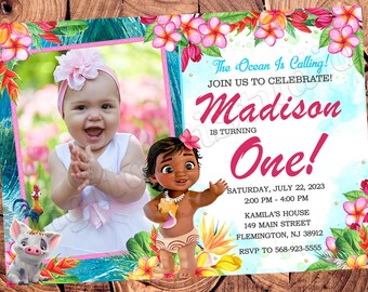 Invitación de Baby Moana Invitación de cumpleaños de Baby Moana Fiesta de Baby Moana Invitación de Baby Moana Invitaciones de Baby Moana