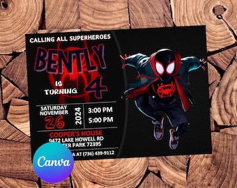 Spider Verse Invitation Spider Verse Birthday Invitation Spider Verse Party Spider Verse Invites Spider Verse Editable Invitation
