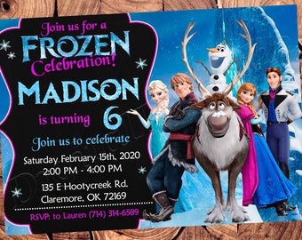 Invitación de Frozen, invitación de cumpleaños de Frozen, invitación para fiesta de Frozen, invitaciones de Frozen, archivo digital imprimible de Frozen