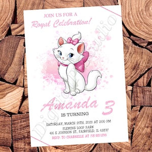 Carte d'invitation d'aristochats de Marie Invitation d'anniversaire d'aristochats de Marie Anniversaire d'aristochats Carte d'invitation d'aristochats