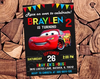 Cars Invitation Cars Birthday Invitation Cars Party Cars Invite Cars Invites Cars Digital Printable Card