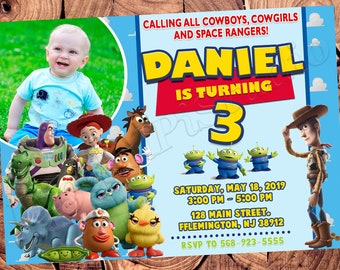 Toy Story 3rd Birthday Invitation, Editable Canva Template, All Characters Party, Buzz Woody Boy Digital