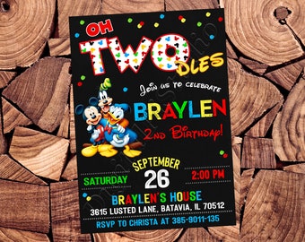 Invitación de Mickey Invitación de Mickey Mouse Clubhouse Invitación de Oh Twodles Invitación de Oh Twodles Cumpleaños de Mickey Mouse Clubhouse Cumpleaños