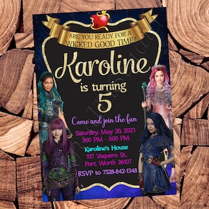 Faire-part des descendants Faire-part d'anniversaire des descendants Descendants fête des descendants Fichier numérique Descendants Fichier imprimable
