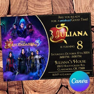 Descendants Invitation Descendants Birthday Invitation Descendants Party Descendants Editable Invitation Descendants Digital Printable File