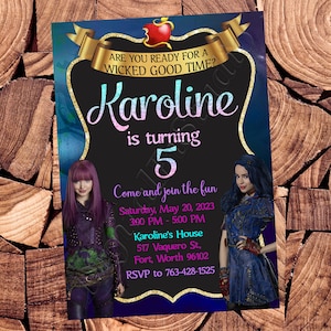 Faire-part des descendants Faire-part d'anniversaire des descendants Descendants fête des descendants Fichier numérique Descendants Fichier imprimable