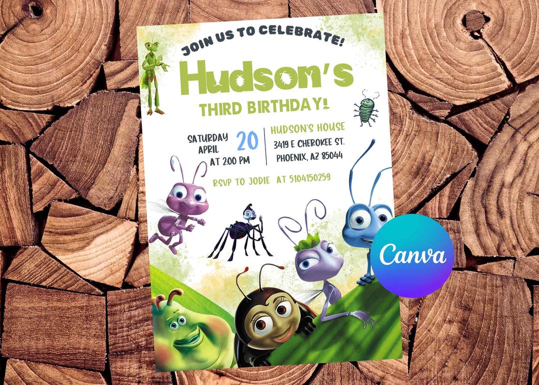 A Bug's Life Invitation A Bugs Life Birthday Invitation A Bugs Life ...