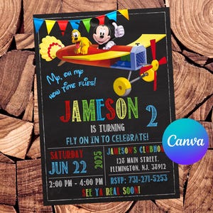 Invitación de Mickey Mouse Invitación de cumpleaños de Mickey Mouse Fiesta de Mickey Mouse Invitación editable de Mickey Mouse Tarjeta digital de Mickey Mouse