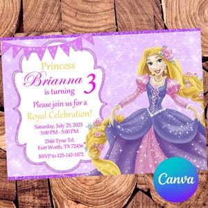 Rapunzel Invitation Princess Rapunzel Birthday Invitation Tangled Party Rapunzel Digital Invitation Tangled Editable Invitation