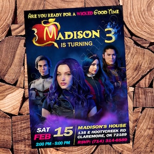 Faire-part des descendants Faire-part d'anniversaire des descendants Descendants fête des descendants Fichier numérique Descendants Fichier imprimable