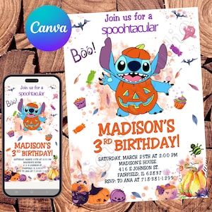 Carte numérique de point d'invitation d'Halloween de point d'invitation de point d'invitation d'anniversaire de point de fête