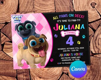 Invitación de Puppy Dog Pals Invitación de cumpleaños de Puppy Dog Pals Fiesta de Puppy Dog Pals Invitación editable de Puppy Dog Pals Archivo digital imprimible