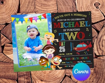 Invitación de Little Einsteins Invitación de cumpleaños de Little Einsteins Fiesta de Little Einsteins Invitación editable de Little Einsteins Archivo digital