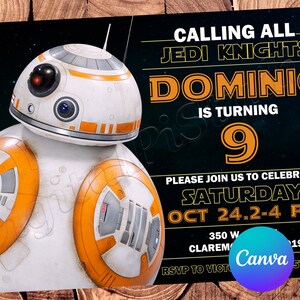 Star Wars Invitation BB8 Invitation Star Wars Birthday Invitation Star Wars Party Star Wars Editable Invitation Star Wars Digital Invitation