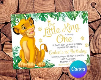 Lion King Invitation Lion King Birthday Invitation Lion King Party Lion King Editable Invitation Lion King Digital Printable File