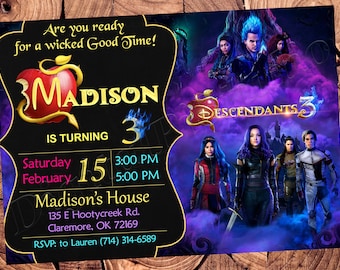 Descendants Birthday Party Invitation - Etsy