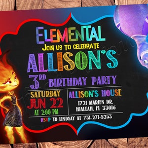 Invitación elemental Cumpleaños elemental Fiesta elemental Invitación elemental Invitaciones elementales Tarjeta elemental Imprimible elemental