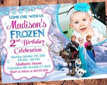Invitación de Frozen, invitación de cumpleaños de Frozen, invitación para fiesta de Frozen, invitaciones de Frozen, archivo digital imprimible de Frozen
