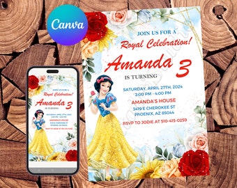 Snow White Invitation Snow White Birthday Invitation Snow White Party Snow White Invites Snow White Editable Invitation