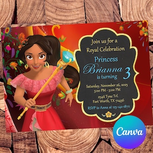 Elena of Avalor Invitation Elena Birthday Invitation Elena of Avalor Party Elena of Avalor Editable Invitation Digital Printable File
