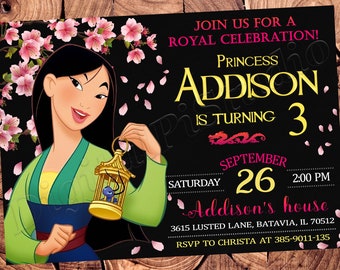 Mulan Invitation Mulan Birthday Invitation Mulan Party Mulan Invite Mulan Invites