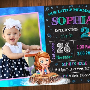 Sofia Mermaid Invitation Sofia Invitation Sofia the First Invitation Princess Sofia the First Birthday Sofia the First Party