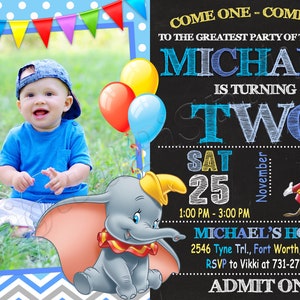 Dumbo-Einladung Baby Dumbo Geburtstagseinladung Baby Dumbo Party Dumbo einladen Dumbo-Zirkus-Einladung Dumbo Digital
