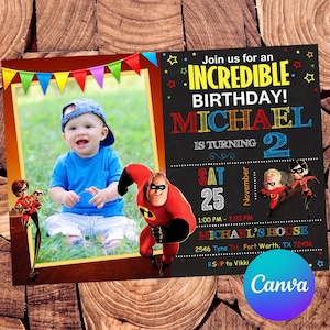 Invitación de Los Increíbles Invitación de Cumpleaños de Los Increíbles Fiesta de Los Increíbles Invitación Editable de Los Increíbles