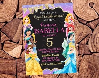 Princess Invitation Frozen Invitation Jasmine Invitation Sofia Invitation Cinderella Invitation Ariel Invitation Rapunzel Invitation