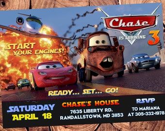 Cars Invitation Cars Birthday Invitation Cars Party Cars Invite Cars Invites Cars Digital Printable Card