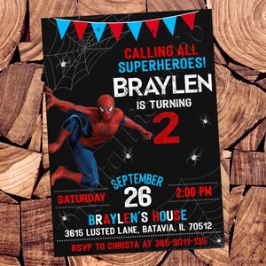 スパイダーマン招待状 スパイダーマン誕生日パーティー スパイダーマンパーティー スパイダーマン招待 スパイダーマンデジタルスパイダーマンカード