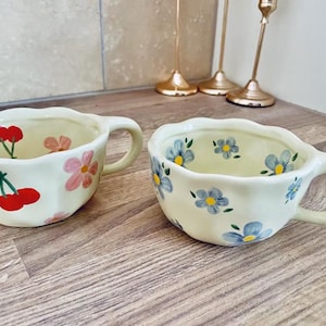 Tazza in ceramica coreana fatta a mano: tazza da caffè con fiori di ciliegio (250 ml)